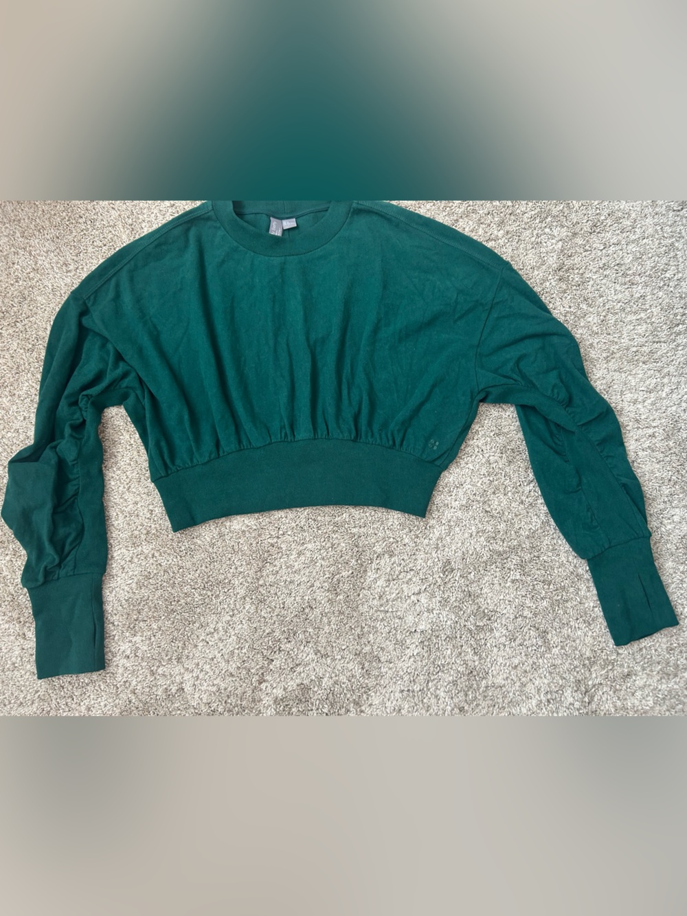 Sweaty Betty Teal Cropped Crewneck Sweater